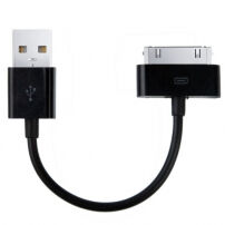Rövid szinkronizáló- és töltő 30pin kábel - iPhone / iPad / iPod - 10cm - fekete