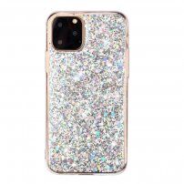 Puha műanyag tok csillámokkal iPhone 11 Pro Max - ezüst