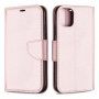 Flip cover tok bőr textúrával iPhone 11 - rózsaszín-arany