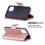Flip cover tok bőr textúrával iPhone 11 - rózsaszín-arany