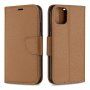 Flip cover tok bőr textúrával iPhone 11 - barna