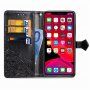 Dombornyomott flip cover tok - mandala és ornamentum - iPhone 11 - fekete