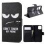 Flip cover tok állvánnyal - Do not touch my phone - iPhone 11 Pro - fekete