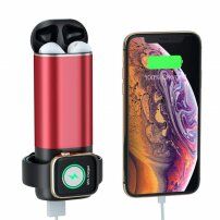 Power bank / külső akkumulátor 5200 mAh vezeték nélküli töltővel Apple Watch / AirPods - piros