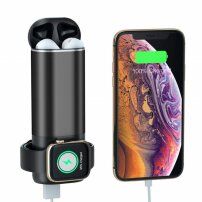 Power bank / külső akkumulátor 5200 mAh vezeték nélküli töltővel Apple Watch / AirPods - fekete