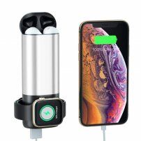 Power bank / külső akkumulátor 5200 mAh vezeték nélküli töltővel Apple Watch / AirPods - ezüst