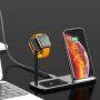 Vezeték nélküli alumínium töltő állomás iPhone / Apple Watch / AirPods - fekete