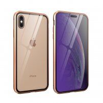 Tok fém kerettel és anti-blue-ray edzett üveggel elöl és hátul iPhone X / XS - arany
