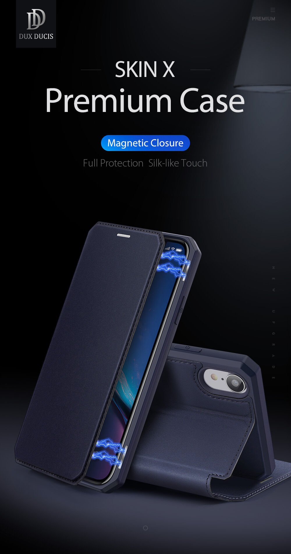 Dux Ducis flip cover tok kártyatartóval - iPhone XR - kék