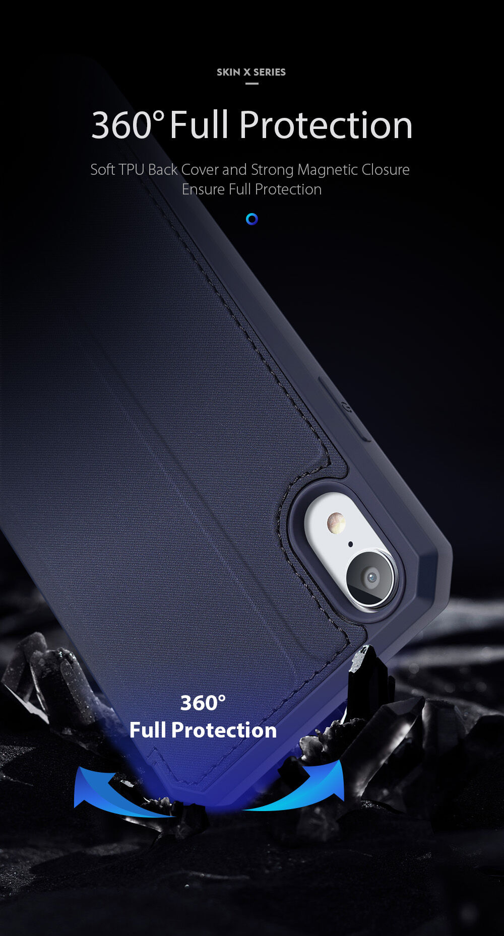 Dux Ducis flip cover tok kártyatartóval - iPhone XR - kék