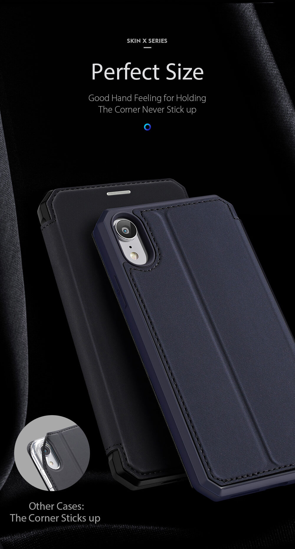 Dux Ducis flip cover tok kártyatartóval - iPhone XR - kék
