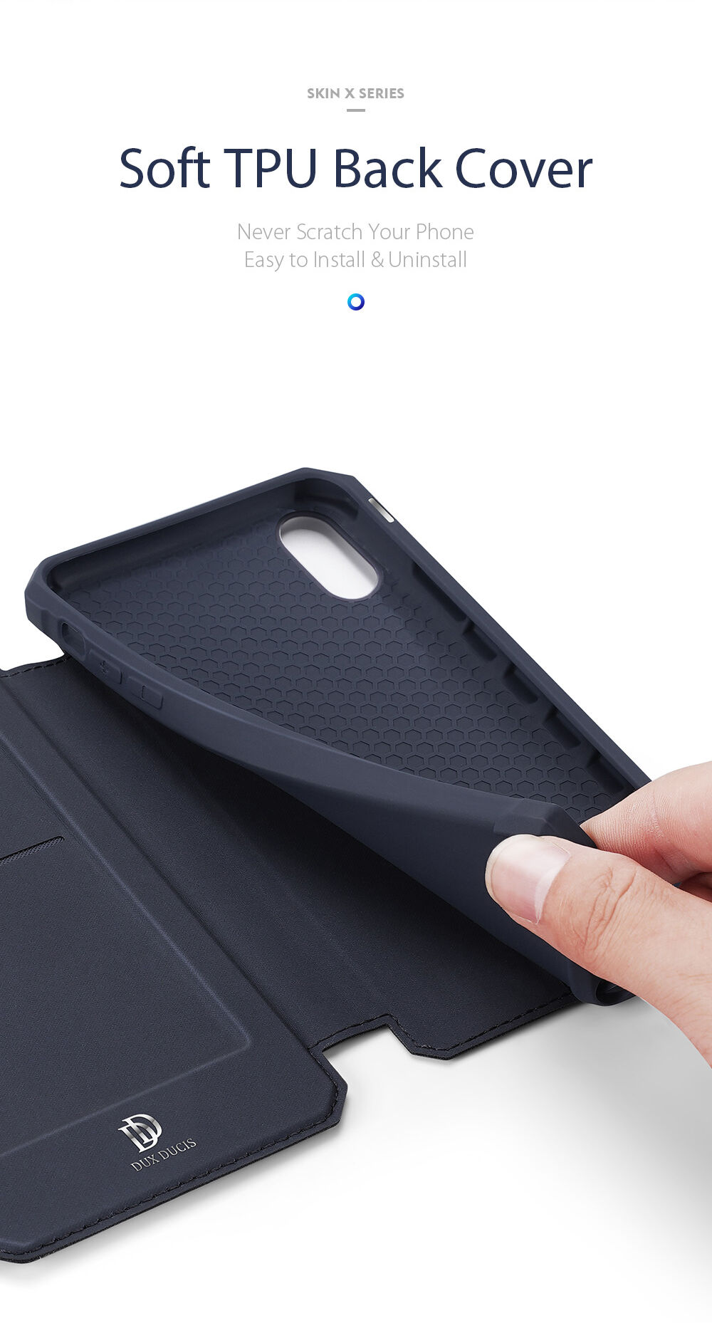 Dux Ducis flip cover tok kártyatartóval - iPhone XR - kék
