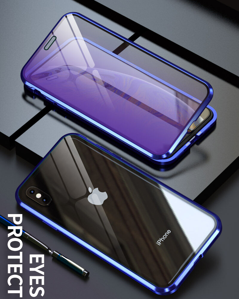 Tok fém kerettel és anti-blue-ray edzett üveggel elöl és hátul iPhone X / XS - arany