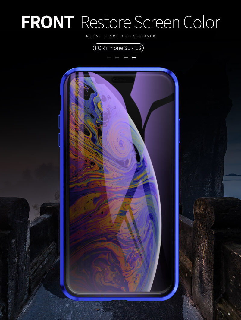 Tok fém kerettel és anti-blue-ray edzett üveggel elöl és hátul iPhone X / XS - arany