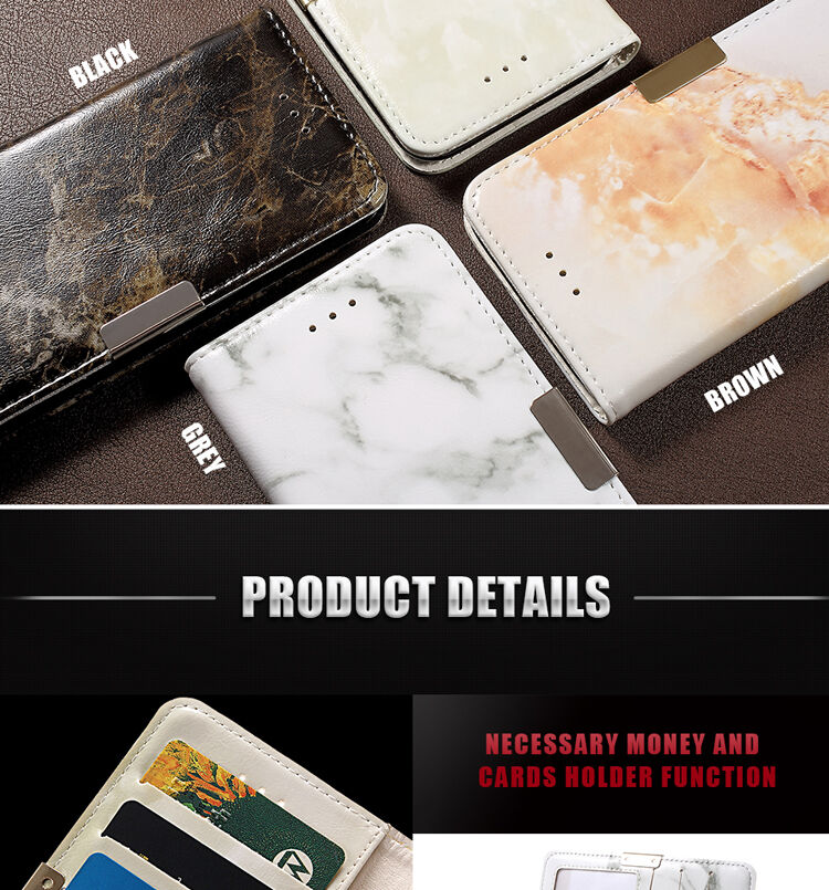 Flip cover tok márvány mintával iPhone 7 / 8 - szürke