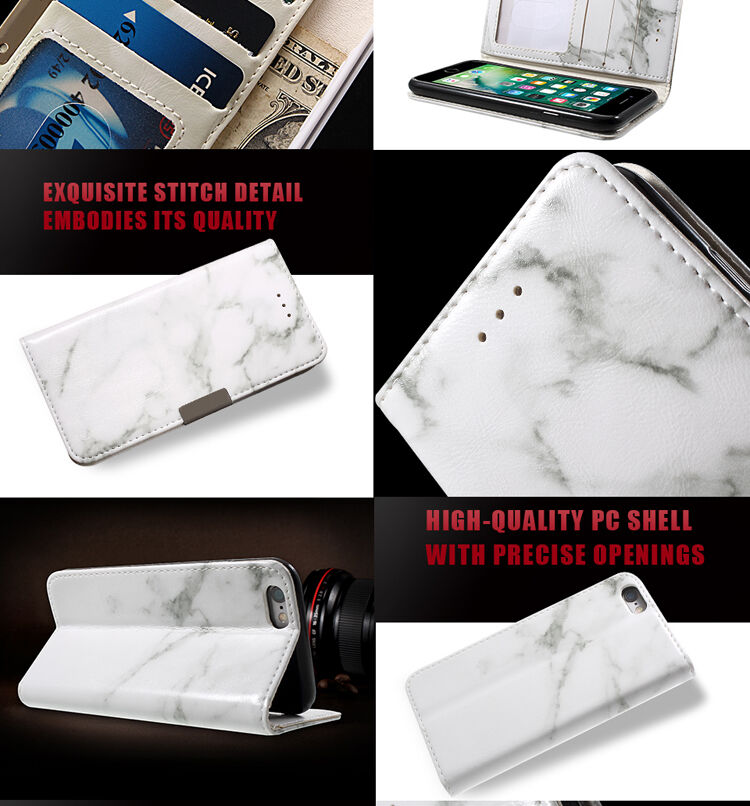 Flip cover tok márvány mintával iPhone 7 / 8 - szürke