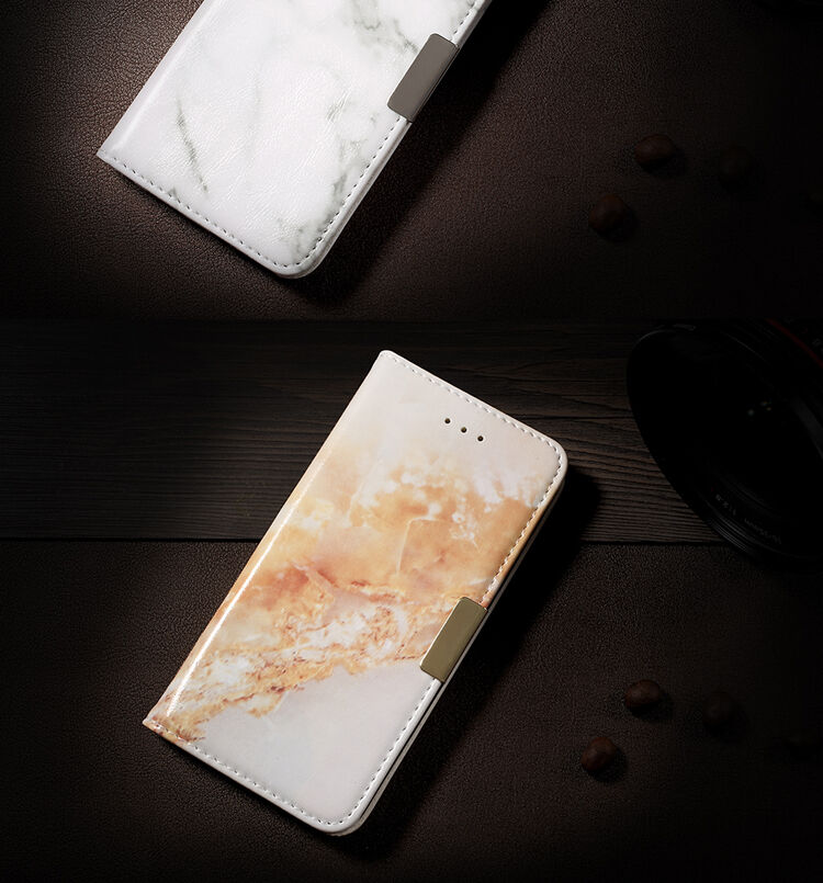 Flip cover tok márvány mintával iPhone 7 / 8 - szürke