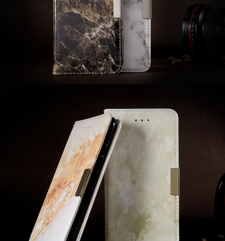 Flip cover tok márvány mintával iPhone 7 / 8 - szürke