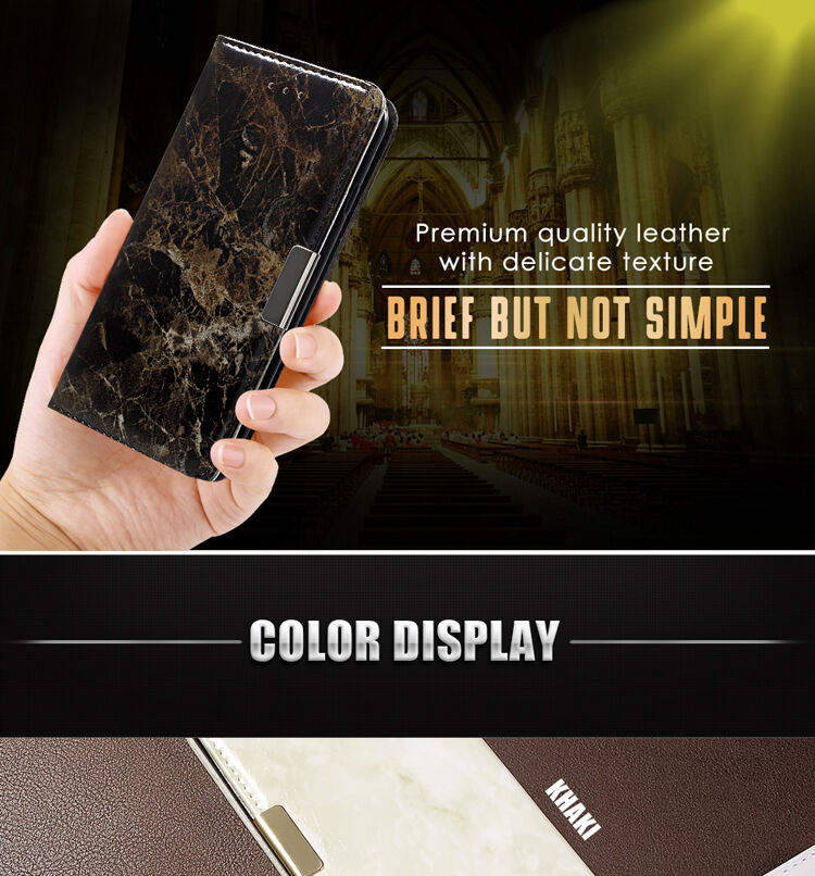 Flip cover tok márvány mintával iPhone 7 / 8 - fekete