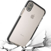 Tok iPhone XS / iPhone X készülékre edzett kerettel és esés elleni védelemmel - feketefehér