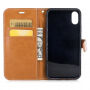 Luxus denim / farmeres tok iPhone XS / iPhone X készülékre okmányok és iratok elhelyezésére kialakított rekesszel - piros