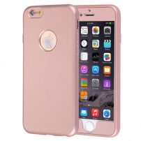 Műanyag tok iPhone 6 Plus / 6S Plus készülékre 360° védelemmel - elülső és hátsó részt is védi - rózsaszín-arany (Rose Gold)