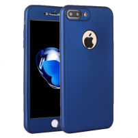 Szilikonos tok iPhone 8 Plus / 7 Plus készülékre 360° védelemmel - elülső és hátsó részt is védi - sötétkék