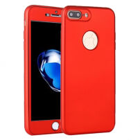 Szilikonos tok iPhone 8 Plus / 7 Plus készülékre 360° védelemmel - elülső és hátsó részt is védi - piros