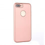 Szilikonos tok iPhone 8 Plus / 7 Plus készülékre 360° védelemmel - elülső és hátsó részt is védi - rózsaszín-atany (Rose Gold)
