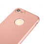 Szilikonos tok iPhone 8 / 7 készülékre 360° védelemmel - elülső és hátsó részt is védi - rózsaszín-arany (Rose Gold)