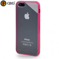Átlátszó műanyag védőtok kerettel iPhone 5 / 5S / SE (2016) készülékekre - rózsaszín
