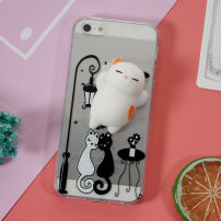 Zselés 3D tok iPhone 5 / 5S / SE (2016) - fekete és fehér kismacska