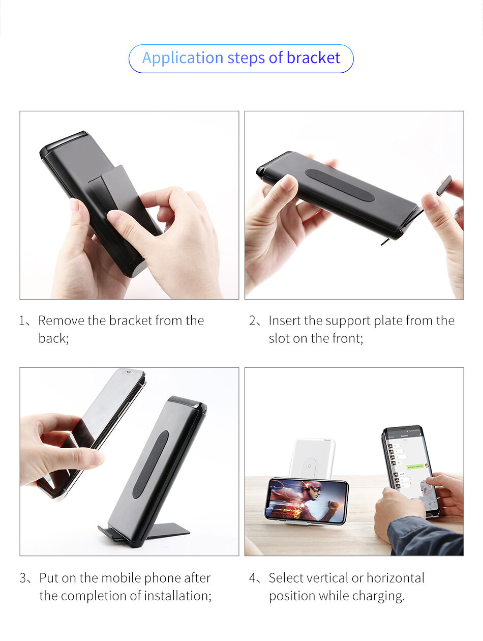 BASEUS állvány / power bank / külső akkumulátor 10000mAh vezték nélküli töltővel - fekete BASEUS állvány / power bank / külső akkumulátor 10000mAh vezték nélküli töltővel - fekete