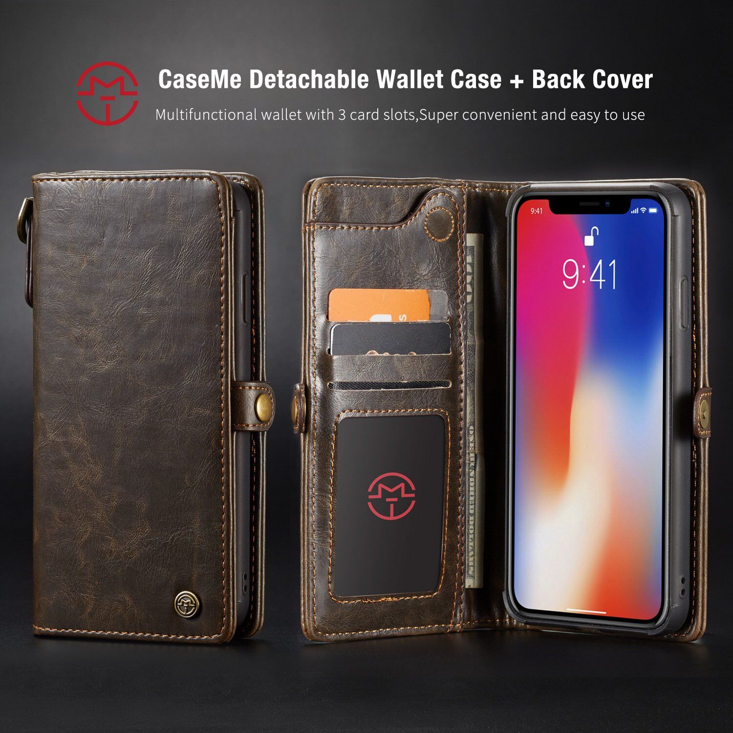 CASEME 2 az egyben levehető tok iPhone XS Max - fekete