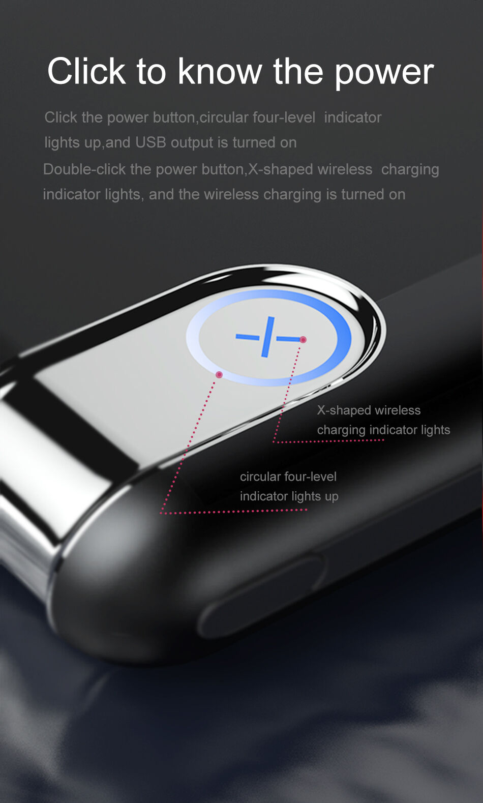 BASEUS külső akkumulátor / power bank 10000mAh vezeték nélküli töltővel - fekete
