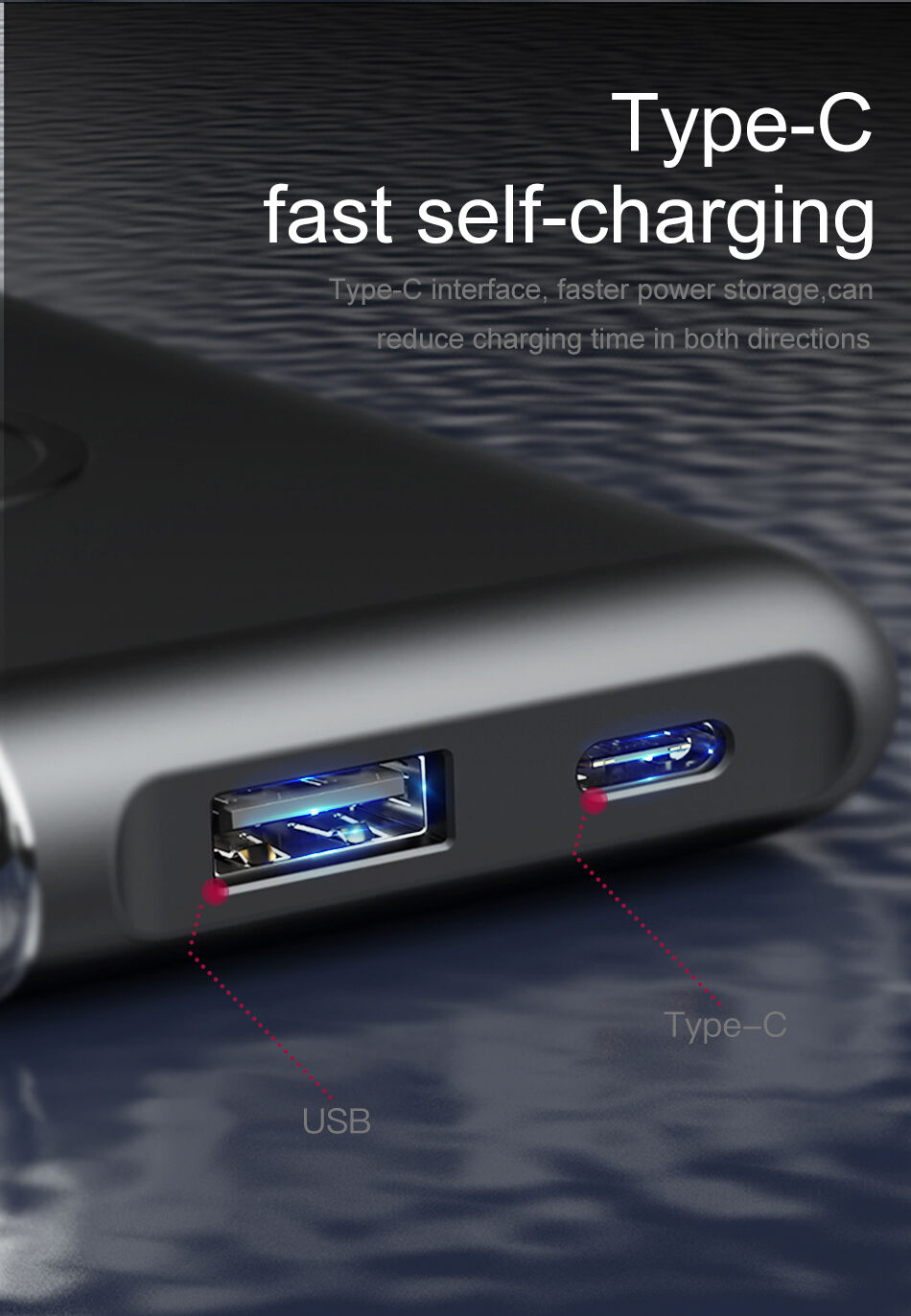 BASEUS külső akkumulátor / power bank 10000mAh vezeték nélküli töltővel - fekete