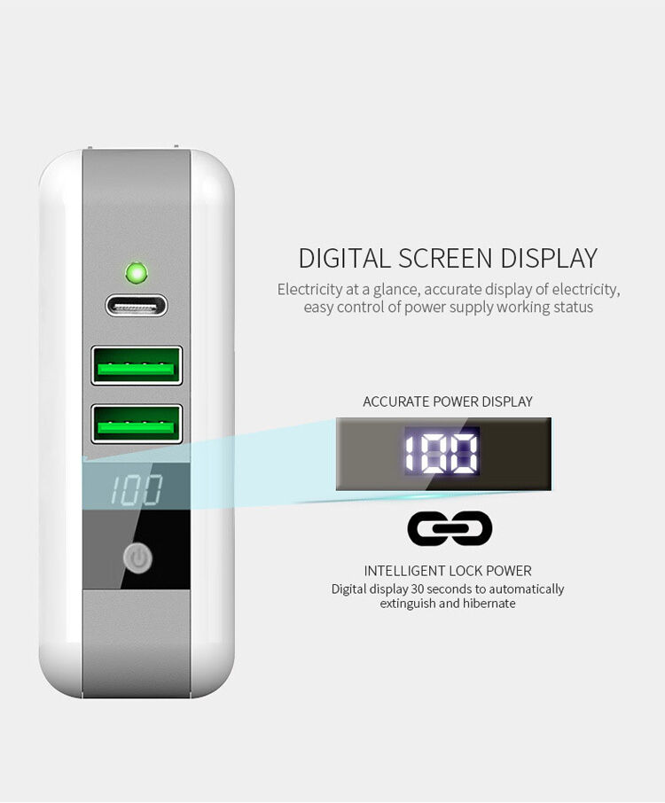 Töltő / power bank 6700mAh különböző csatlakozókkal (AU / UK / US / EU) és vezeték nélküli töltés funkcióval
