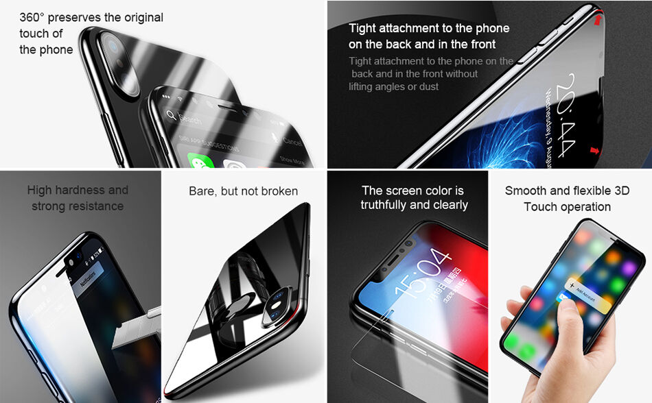 BASEUS edzett üveg (Tempered Glass) első és hátsó oldalra iPhone XS Max