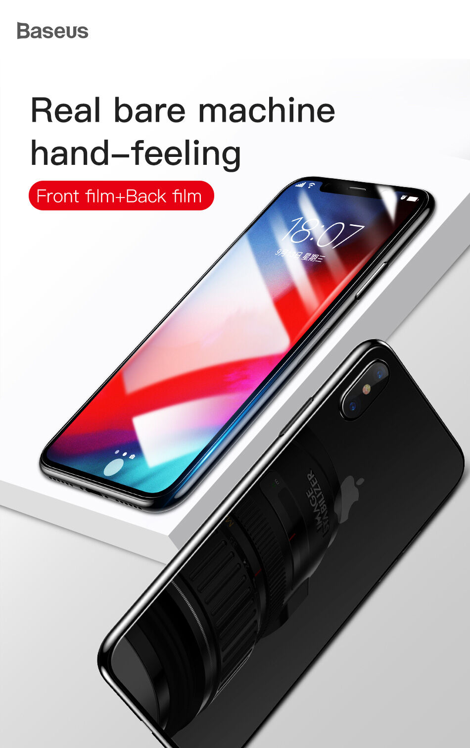 BASEUS edzett üveg (Tempered Glass) első és hátsó oldalra iPhone XS Max