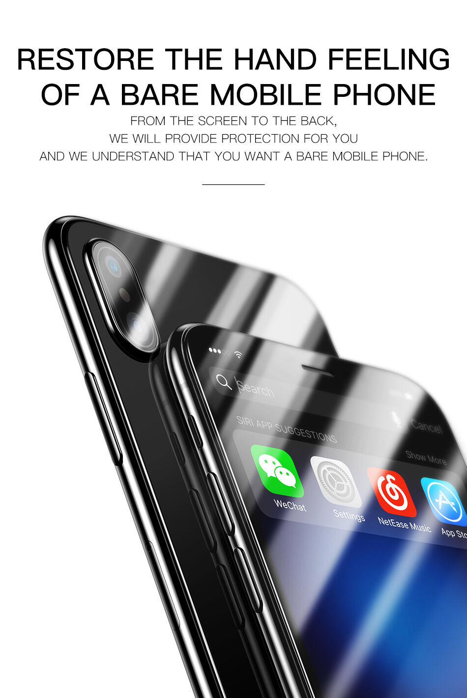 BASEUS edzett üveg (Tempered Glass) első és hátsó oldalra iPhone XS Max