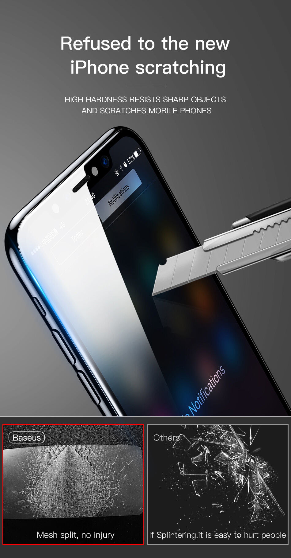 BASEUS edzett üveg (Tempered Glass) első és hátsó oldalra iPhone XS Max