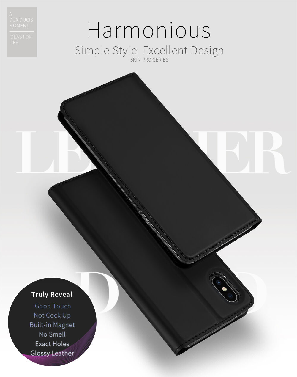 DUX DUCIS flip cover tok iPhone XS Max - rózsaszín-arany