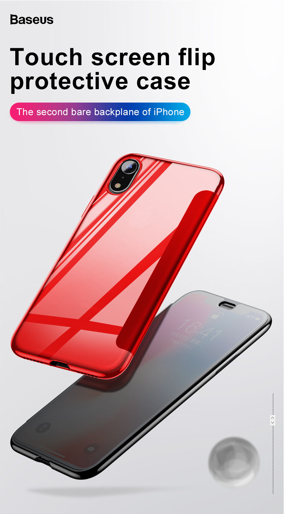 BASEUS flip cover tok iPhone XR - piros