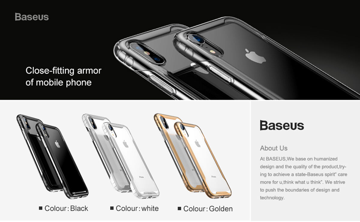BASEUS Armor transzparens tok kerettel iPhone XR - fekete