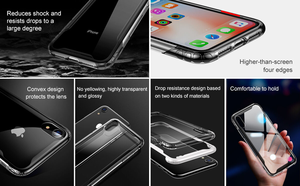 BASEUS Armor transzparens tok kerettel iPhone XR - fekete
