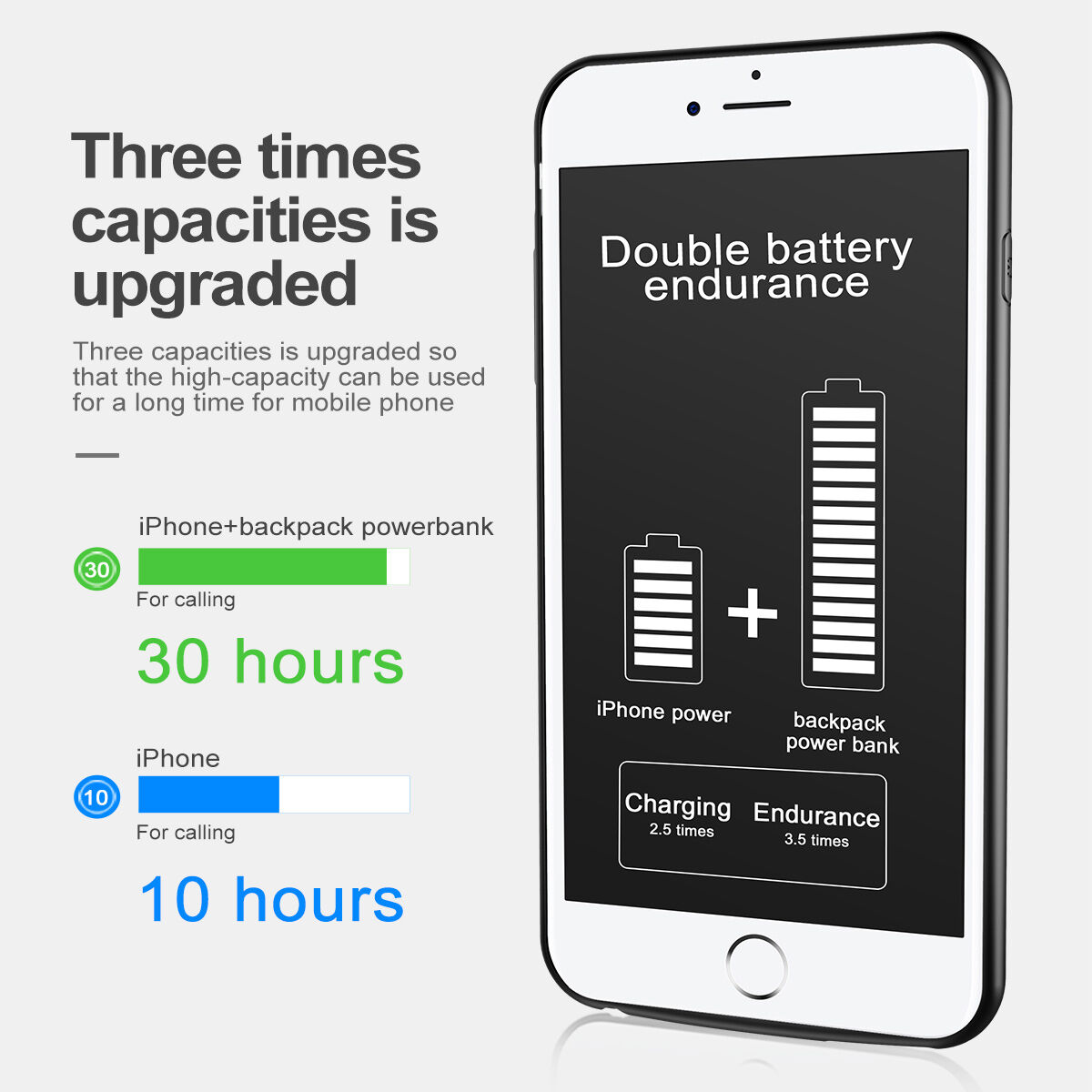 BASEUS dizájnos tok 5000mAh elemmel Apple iPhone SE (2020/2022) / 8 / 7 - krémszínű