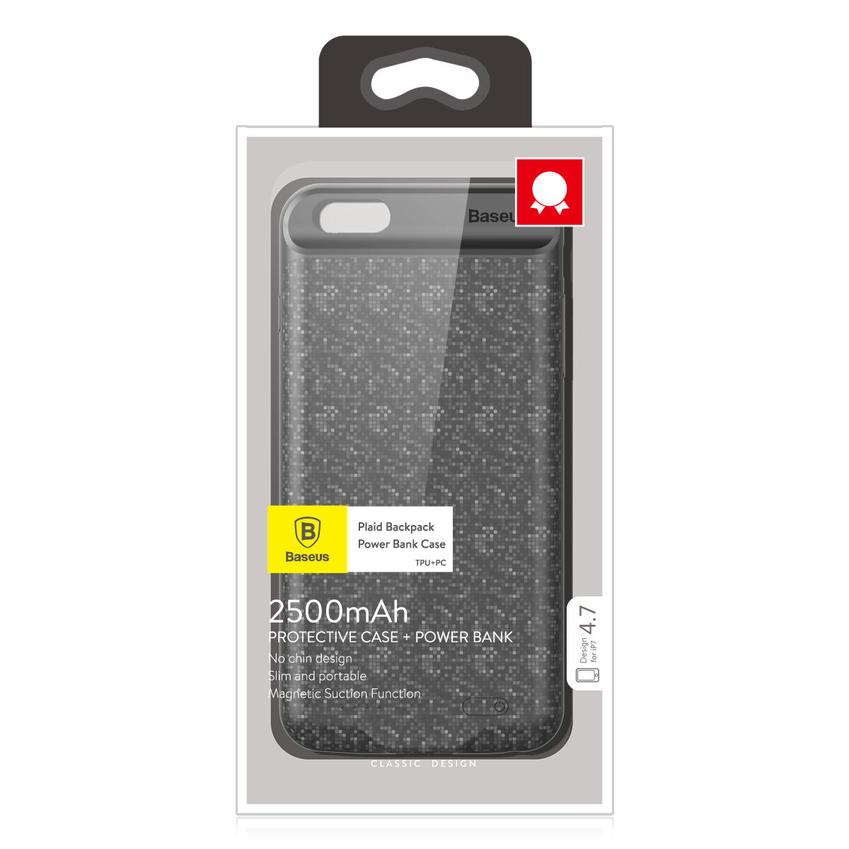 BASEUS dizájnos tok 5000mAh elemmel Apple iPhone SE (2020/2022) / 8 / 7 - krémszínű