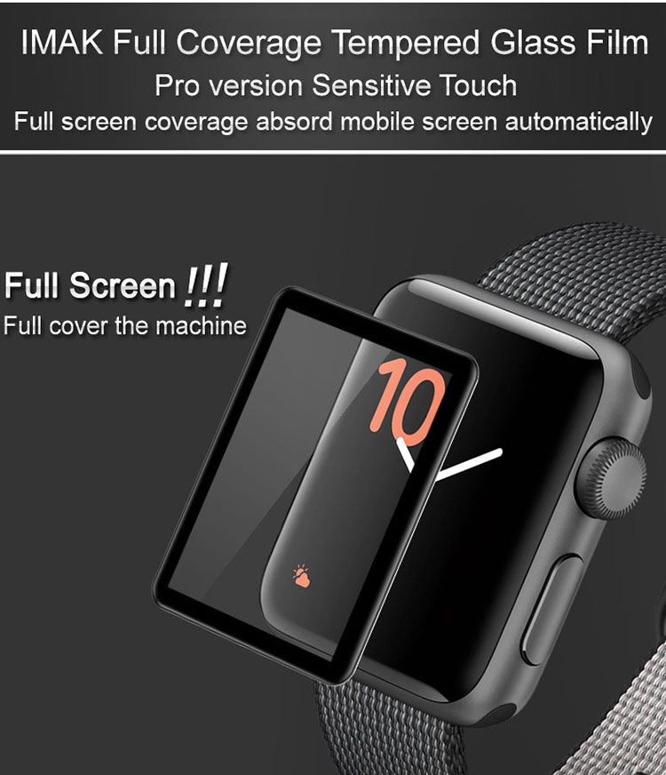 IMAK Pro+ extra ellenálló edzett 2.5D üveg (Tempered Glass) Apple Watch - 38mm - fekete