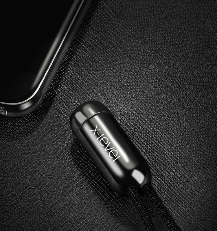 X-LEVEL elegáns USB / lightning kábel Apple iPhone / iPad / iPod - 8cm - piros
