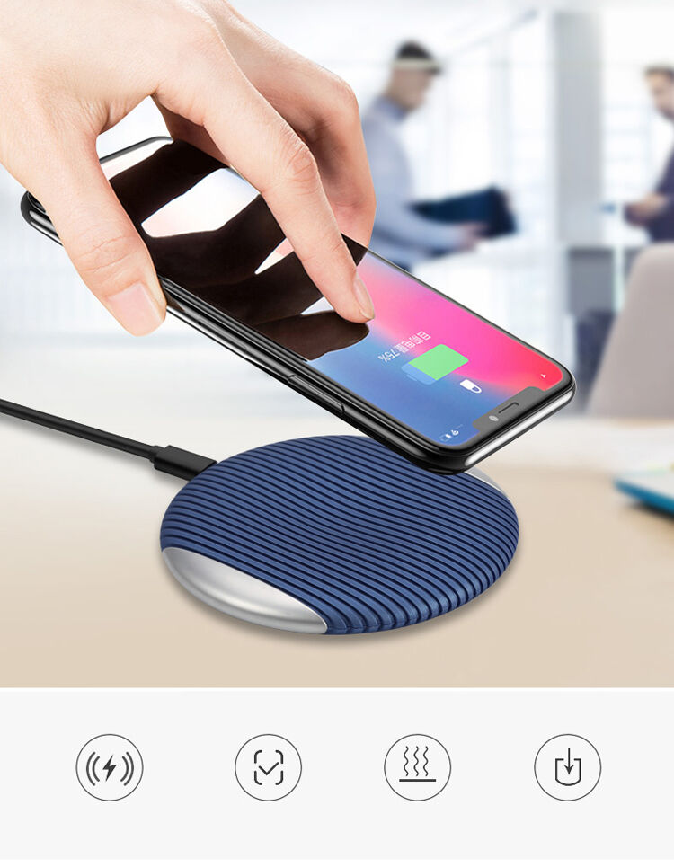 Vezeték nélküli QI töltő csúszásgátló felülettel Apple iPhone - kék / ezüst